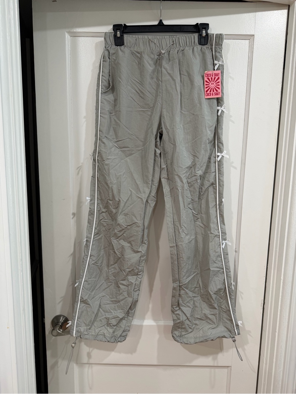 COCO & SHAY Light Gray Elastic Waist Pants large